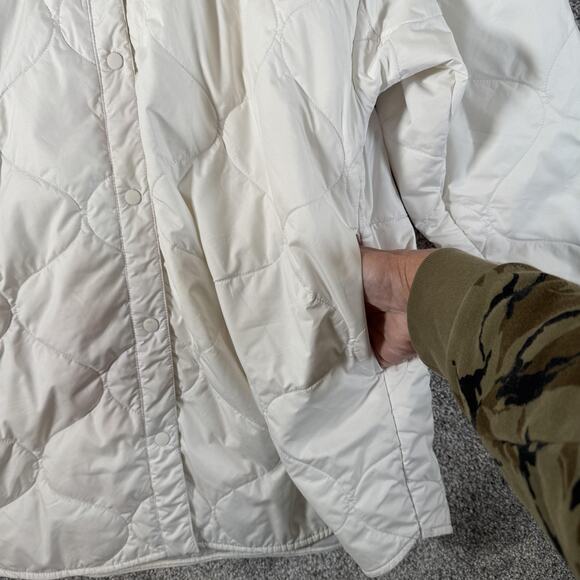 Nike Quilted Shirt Jacket Mens Small White Snap Front Puffer Pockets FB8732-133 - Picture 6 of 15